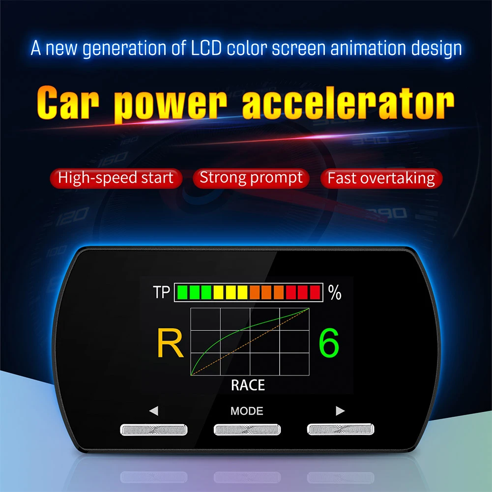 

Multifunction Car Accelerator Controller 9 Speed 5 Modes Booster Electronic Accessories TFT Color High-definition LCD