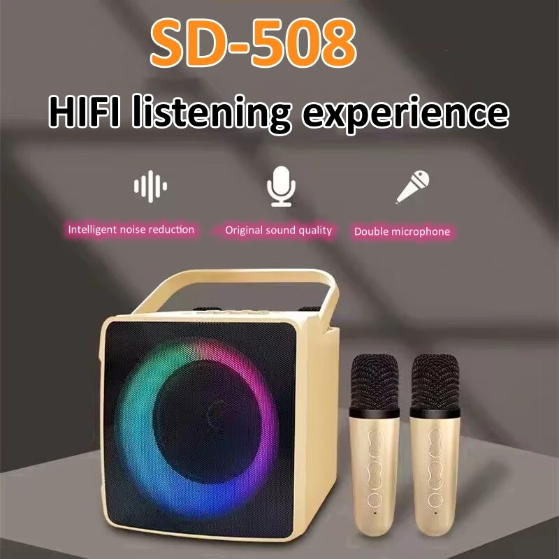 

Bluetooth-колонки SD508 для Домашнего Караоке, двойной беспроводной микрофон