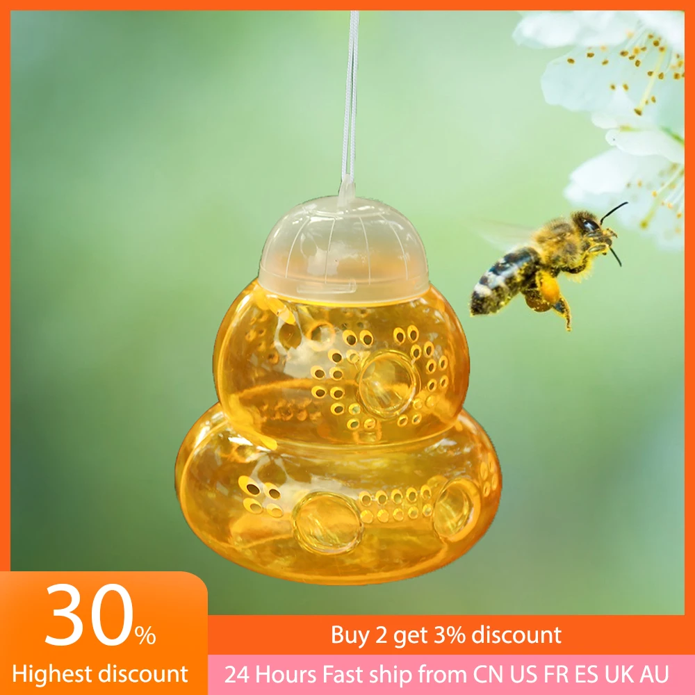 

Hanging Trap Yellow Bee Killer Beehive Wasp Hornets Repellent for Garden Outdoor Special Design of Multiple Entrance Holes