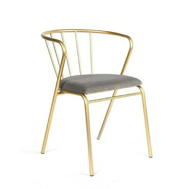 

4 chairs Nordic metal light luxury dining chair modern minimalist makeup chair home stool leisure back armchair cadeira 의자