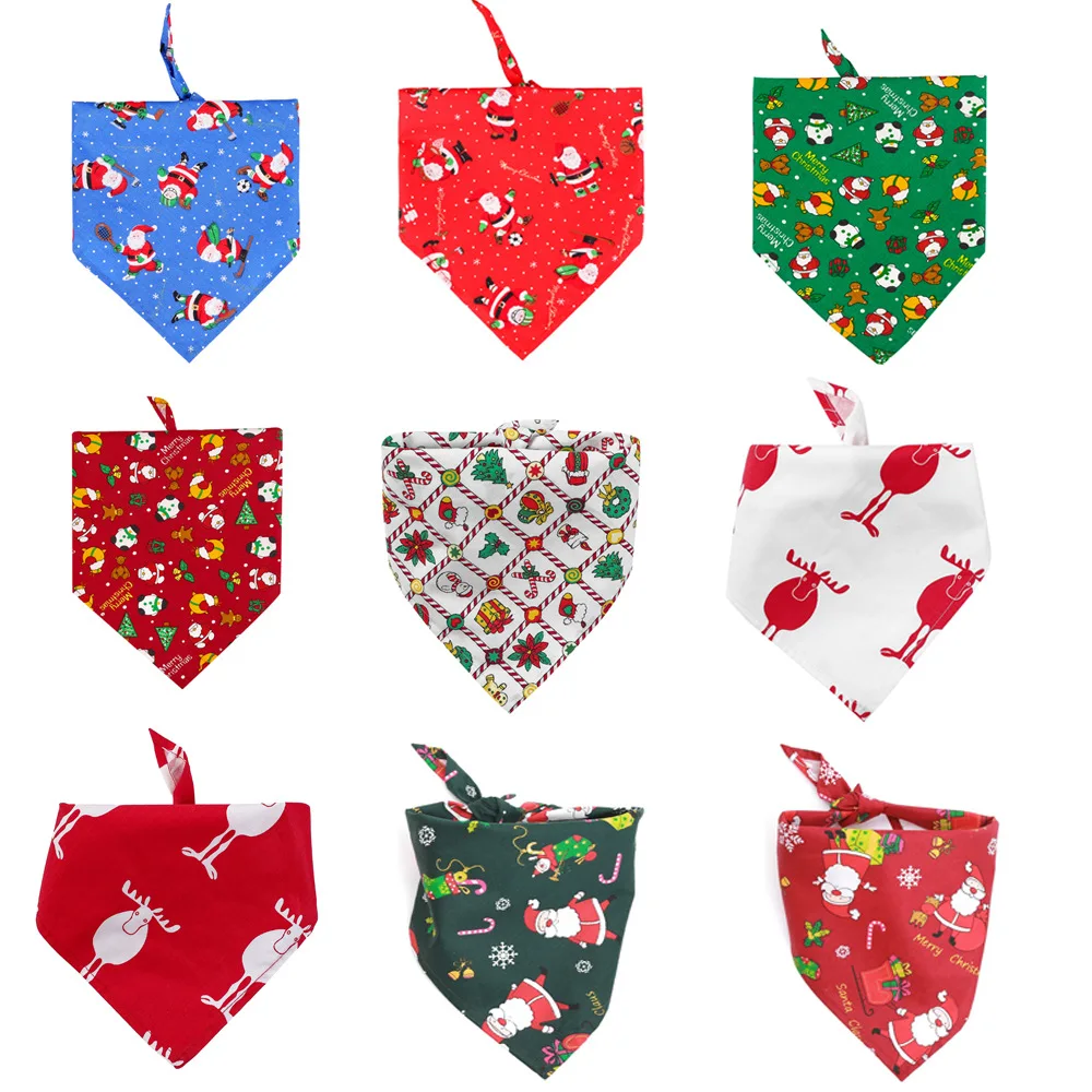 

Christmas Pet Saliva Towel Triangle Dog Cat Scarf Pet Triangular Bandage Accessories Supplies Products