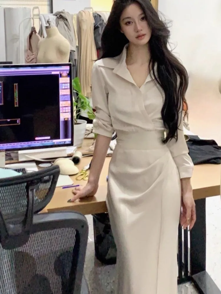 Женский офисный комплект из 2 предметов элегантная Однотонная рубашка с длинным