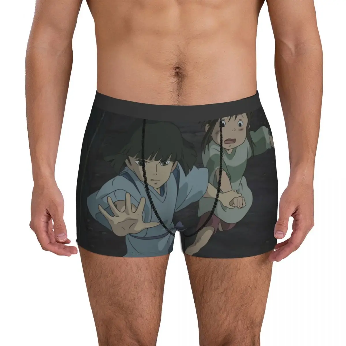 Spirited Away Chihiro And Haku Underwear Running at Night Comfortable Underpants Customs Boxer Brief 3D Pouch Men Boxershorts