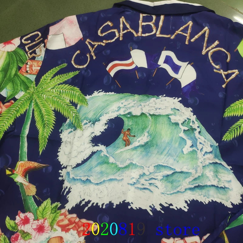 Surf Club Casablanca Shirt Shortpant Set  Airplane Coconut Tree Print Men Women Hawaii Beach Tennis Club Holiday Short Suit