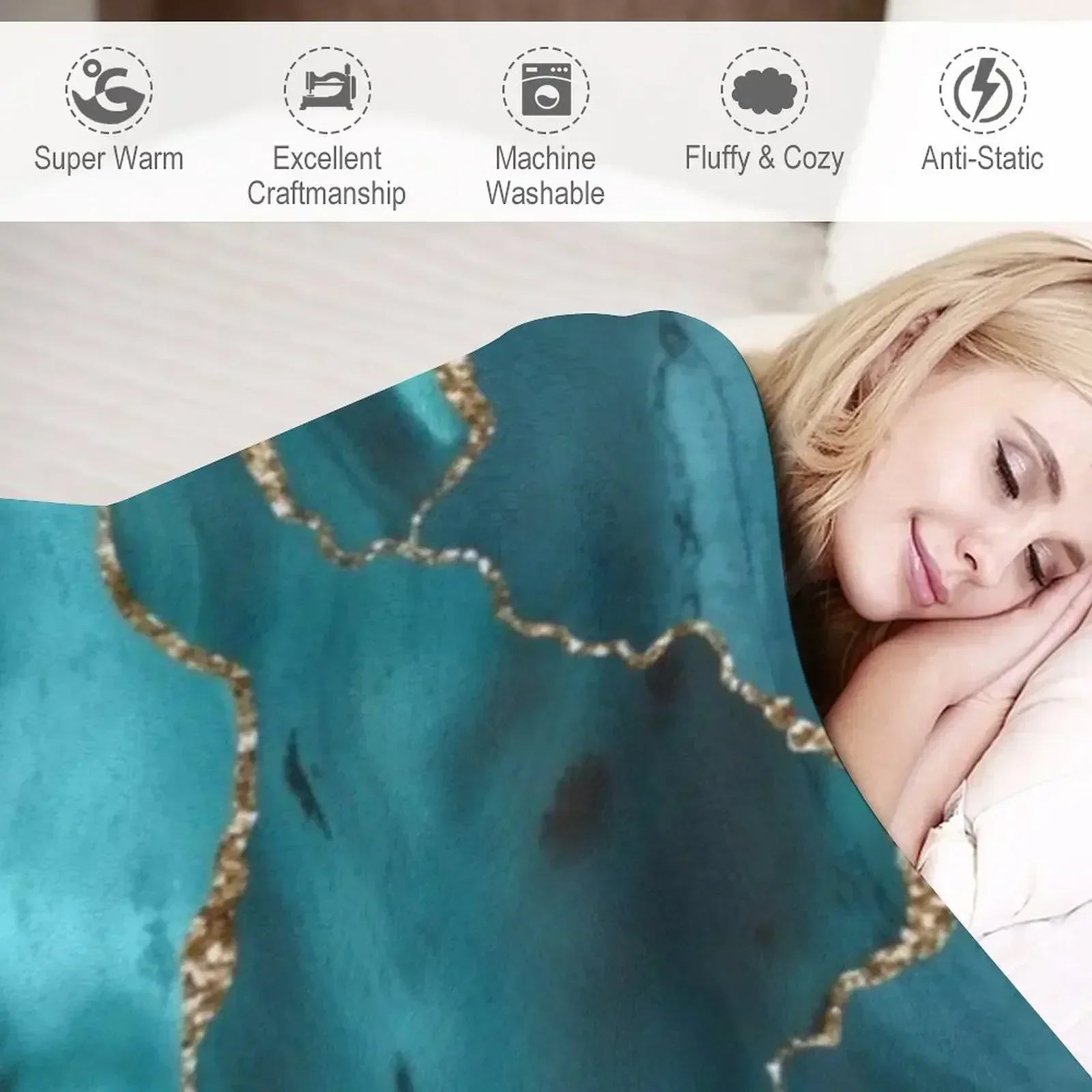 Роскошное бирюзовое синее и золотое мерцающее агатовое одеяло тяжелые покрывала