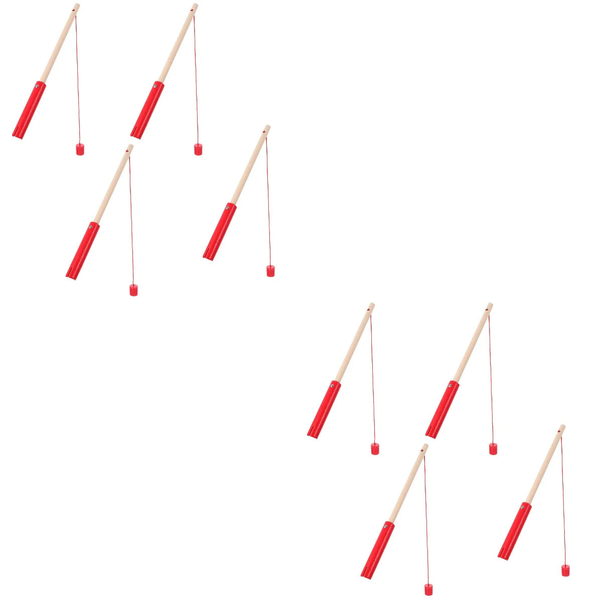 

8 Pcs Children Fishing Toys Wooden Fishing Rods Fishing Pole Plaything (Red)
