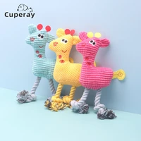 pet plush chewing toy dogs molar cute deer shape cotton rope knot chewing sound fun toy pet cat capture game toy pet supplies