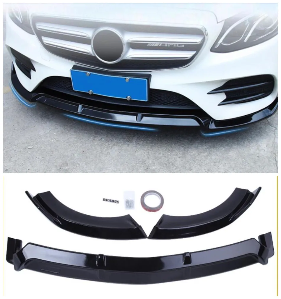

3Pcs/1set ABS Black Car Bumper Front Lip SplittersProtector For Benz W213 E200 E260 E300 W205 C180 C200 C300 C43 X253 2009-2018