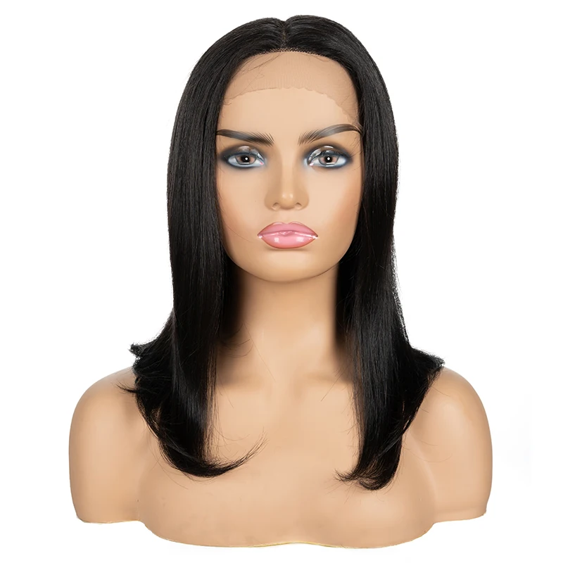 

Raising Fashion Middle Part Lace Wig 16 Inches Should Length Lace Wig Brazilian Human Hair Lace Wig For Black Woman