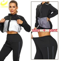 lazawg women waist trainer tracksuits weight loss jacket pant sweat suit body shapers sauna set women yoga legging trimmer pant