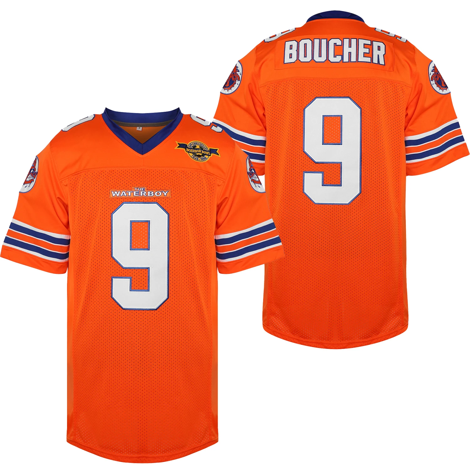

Mens The Waterboy Movie Jersey #9 Bobby Boucher 100% Stitched Retro Football Jerseys White Orange Fast Shipping