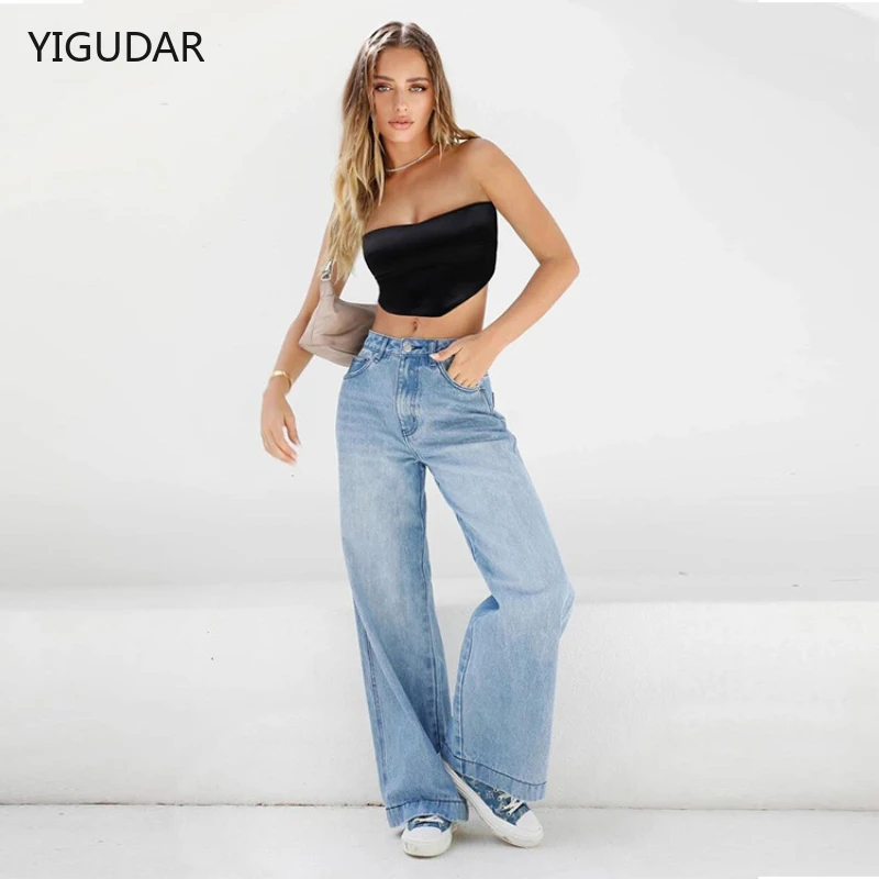 

Woman Jeans High Waist Clothes Wide Leg Denim Clothing Blue Streetwear Vintage Quality 2020 Fashion Harajuku Straight Pants