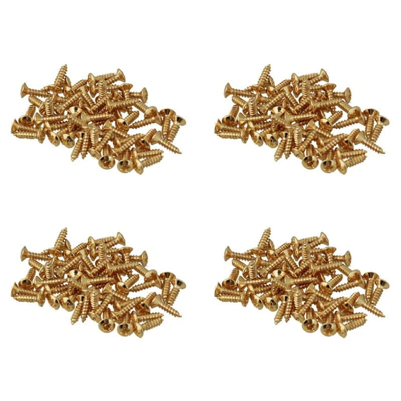 

200X Guitar Bass Screws Parts For Scratchplates Pickguard, Gold