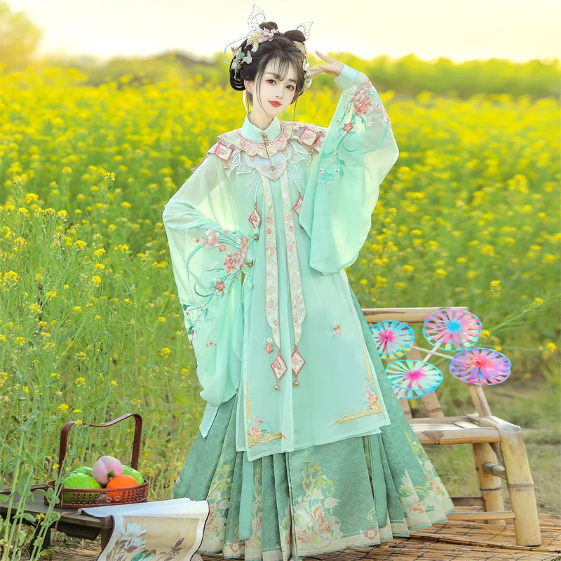 Hanfu женская новинка 2024 весенне-летняя улучшенная юбка-лошадь китайский ветер