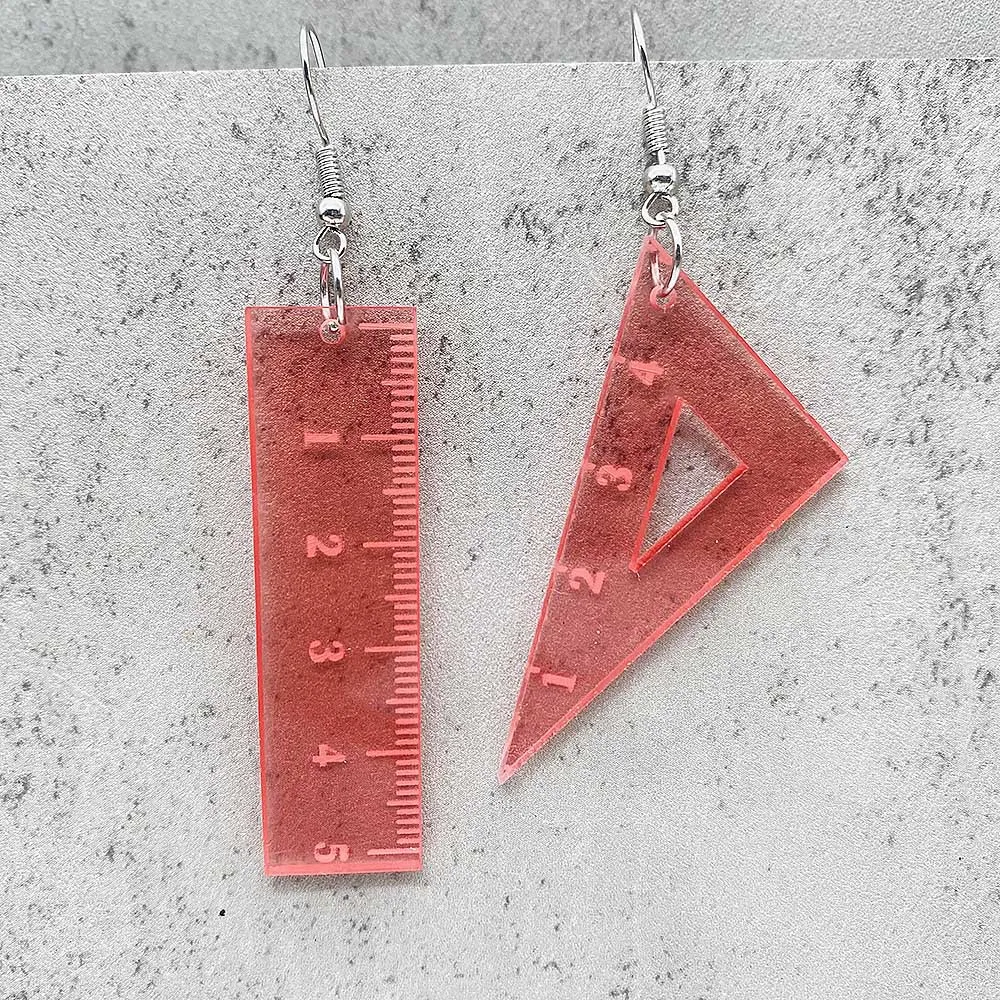 Студенческие серьги вернуться в школу Выпускной прозрачная треугольная линейка