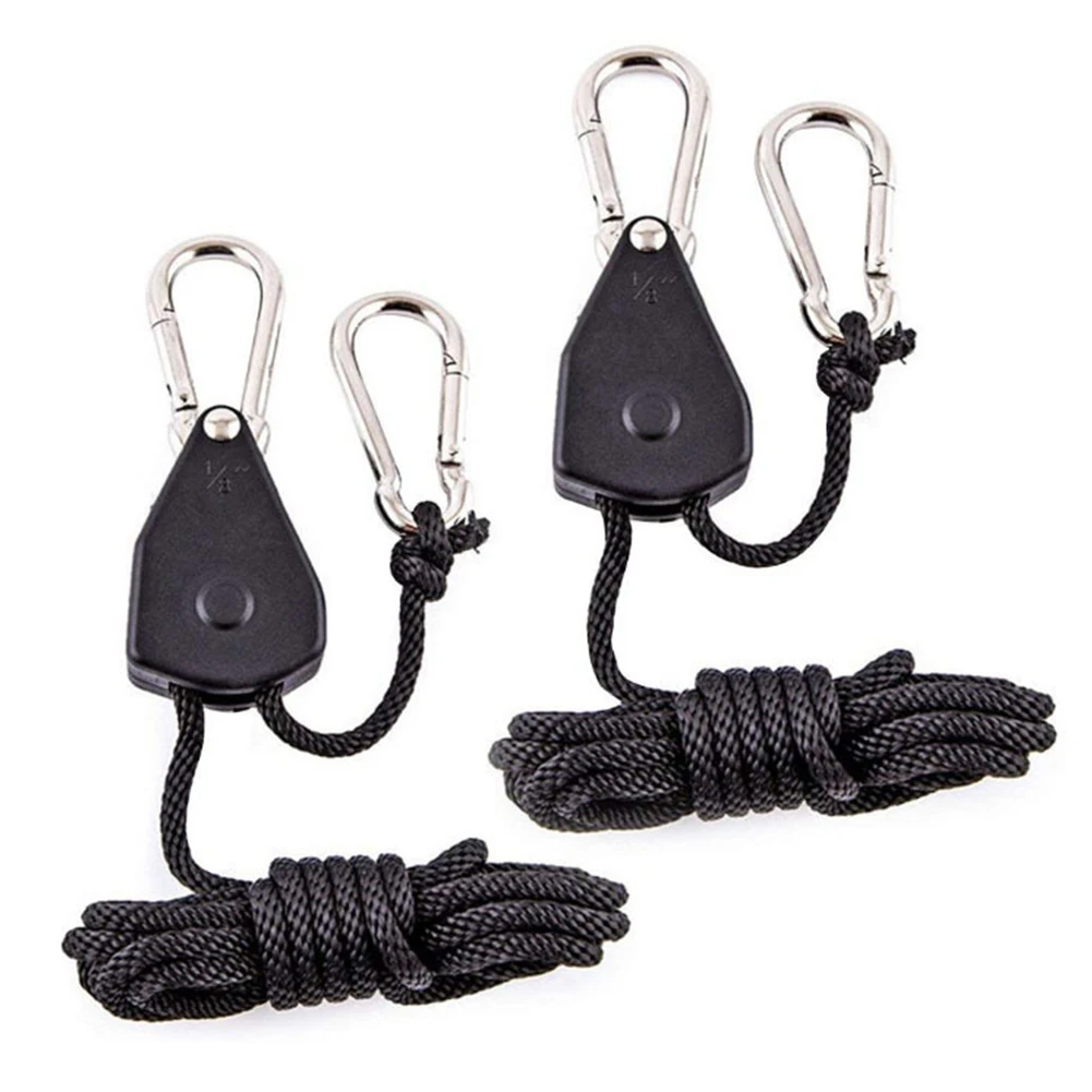 2pcs Pulley Ratchets With Cla Light Adjustable Reinforced Hangers Hanging Ratchet Pulley 2m Rope  Adjustable Rope Hanger