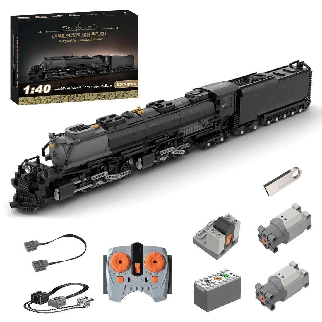 

3200 шт. + Φ 1/40 Union Pacific 4014 Big Boy RC модель поезда, набор деталей, строительные блоки (разработаны Morningstrummer)