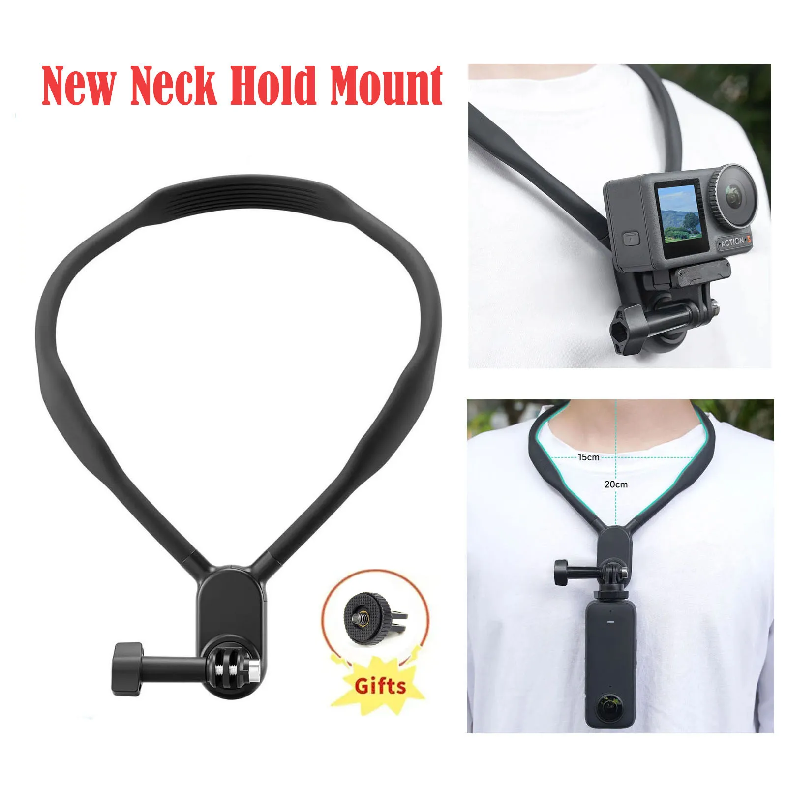 

New Neck Hold Mount Chest Mount for Insta360 X3 One X2 Rs GoPro Hero 11 9 8 DJI Osmo Action 3 Silicone Action Camera Accessories