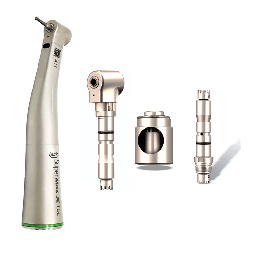 dental Max X15L 4:1 green ring reduction low speed contra angle electric motor fiber optic handpiece teeth whitening angle