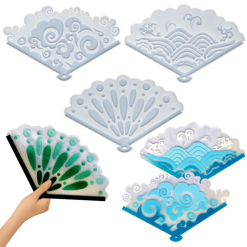 Fancy Folding Fan Resin Casting Mold DIY Classic Crystal Epoxy Craft Home Deco Wall Hanging Desktop Deco Creative Handwork Mold