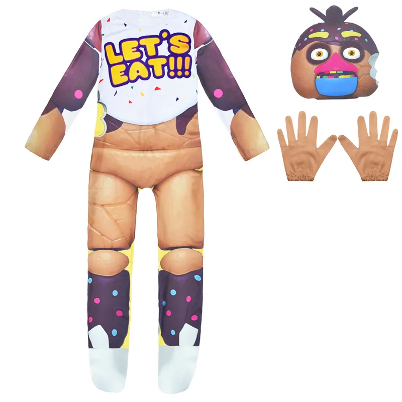 BKQU Halloween Costume for Kids Five Nights Freddyed Jumpsuit Cosplay Nightmare Bonnie Fnaf Freddy Anime Christmas Gift for Kid