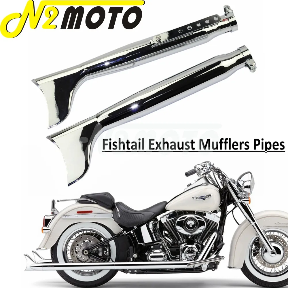 

2X Motorcycle Vintage Fishtail Slip-on Muffler Exhaust Silencer Pipe For Harley Bobber Chopper Touring FLHT FLHX FLHR Cafe Racer