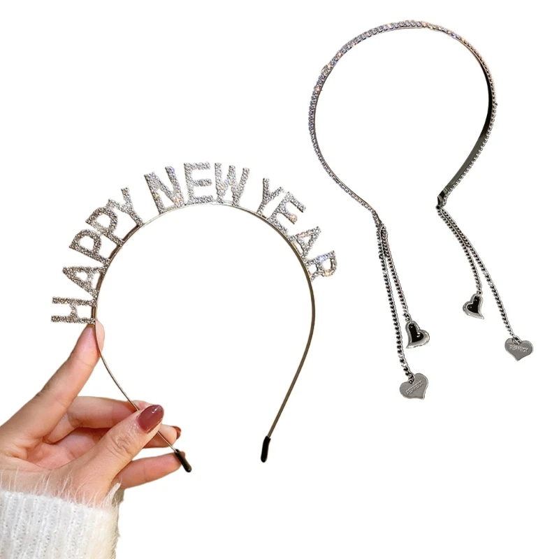 

Carnival Headband New Year Heart Tassel Shape Hairhoop for Adult Teen