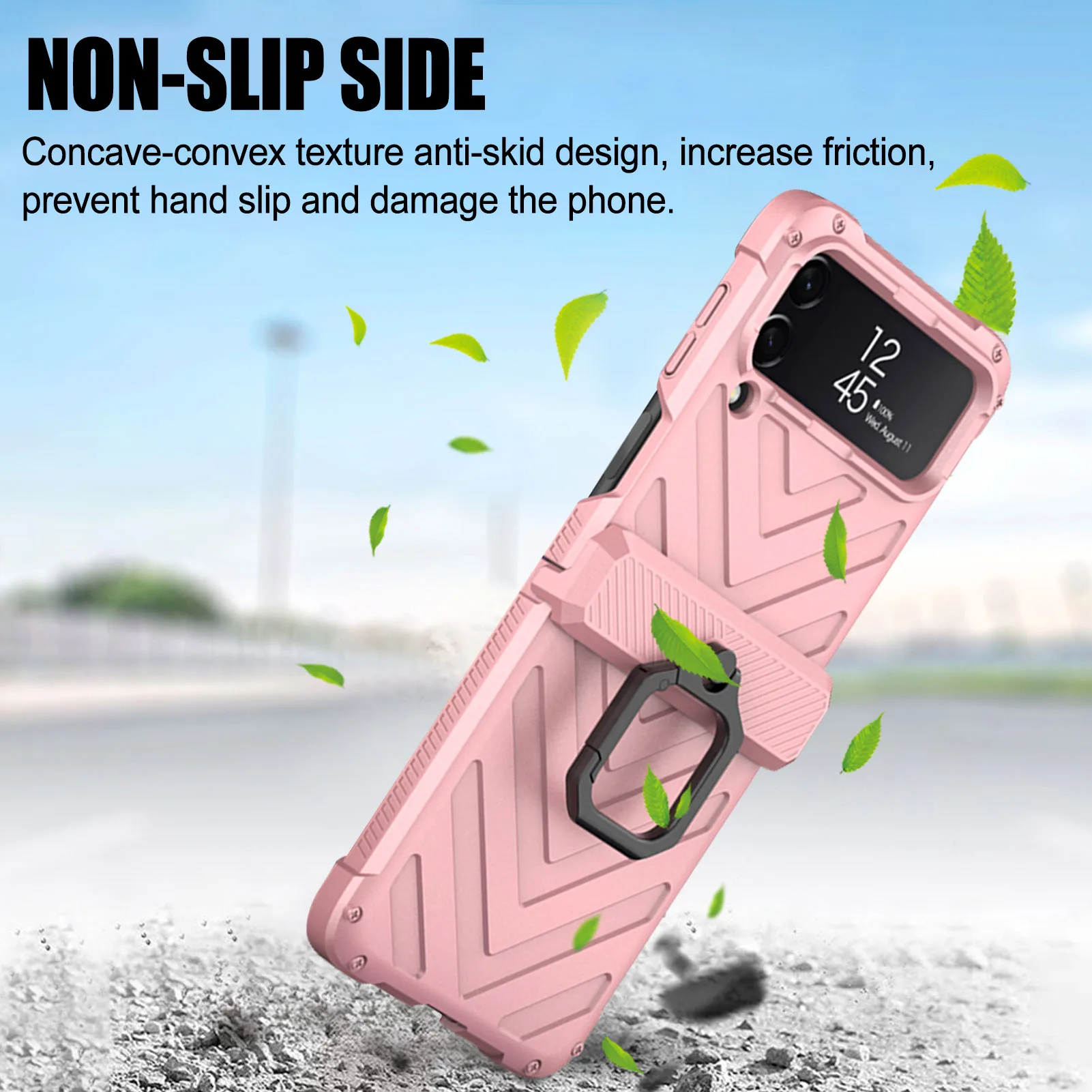 

For Sam-sung Galaxy Flip 3 5G Flip3 With Phone Kickstand Full Protect Magnetic Hinge Shockproof Cover Case Bag