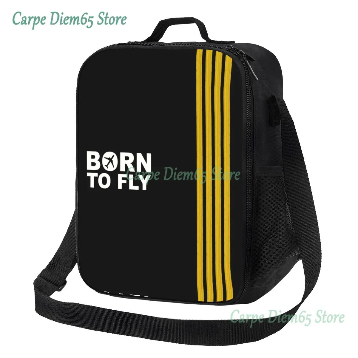 

Born To Fly Captain Stripes Thermal Insulated Lunch Bag Pilot Air Fighter Lunch Tote for Kids School Storage Bento Food Box
