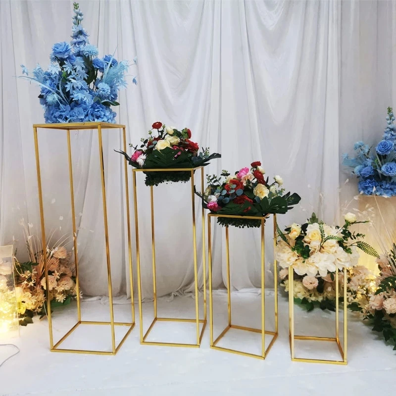 

10pcs/lot gold Flower Vase Floor Vases Column Stand Metal Road Lead Wedding Table Centerpiece Flower Rack Event Party Decorat