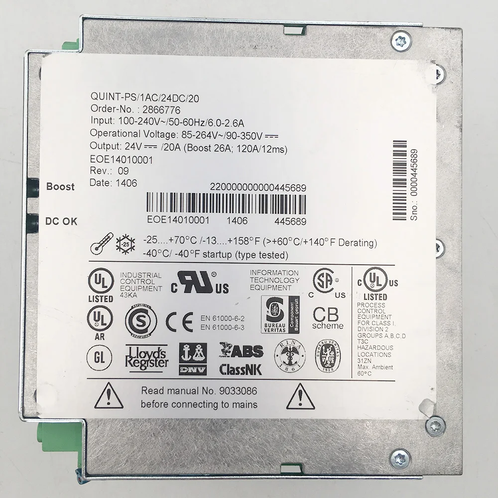 

Импульсный источник питания для Phoenix QUINT-PS/1AC/24DC/20 2866776 24V/20A