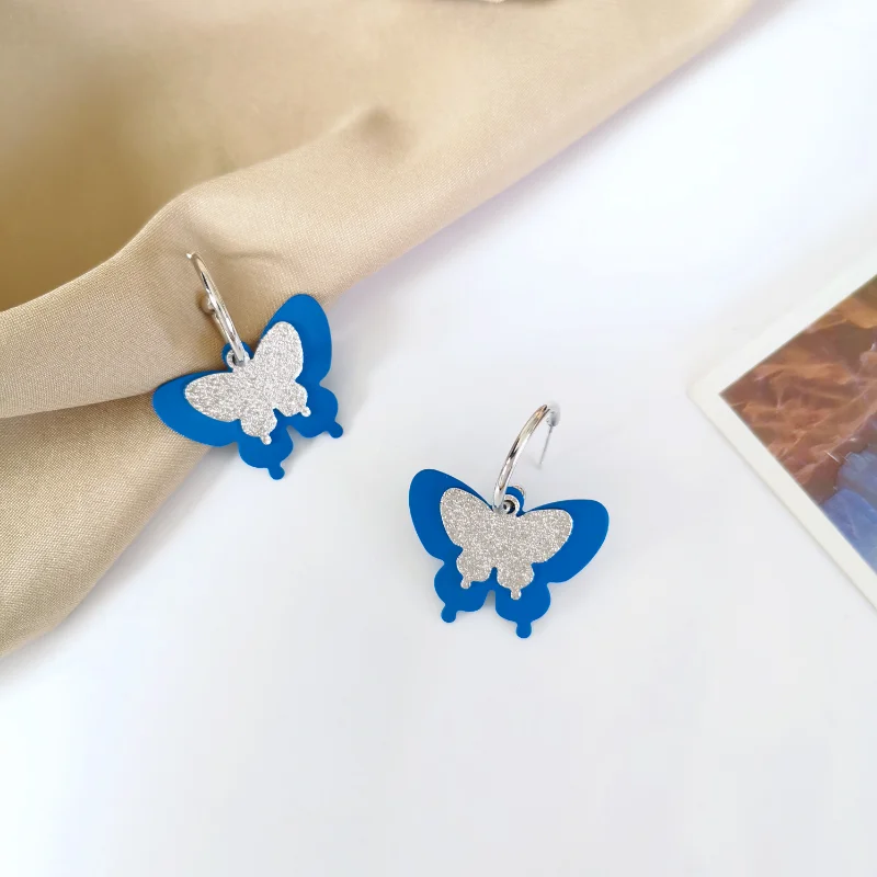 

S925 needle Modern Jewelry Blue Butterfly Earrings 2022 New Trend Popular Style Dangle Drop Earrings For Women Girl Gifts