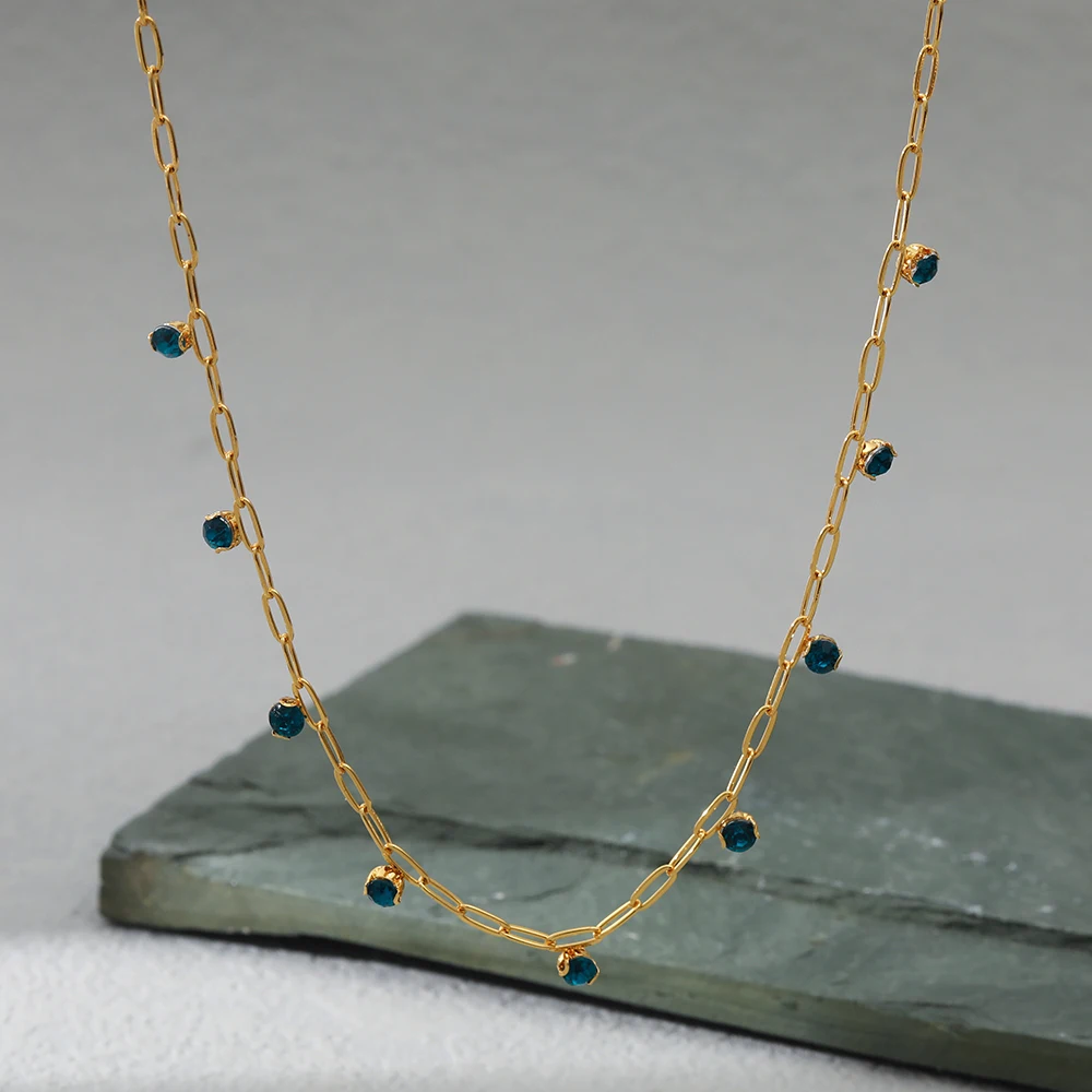 

Cubic Zirconia Waterproof and Anti-Fading 18K Real Gold Plated Simple Niche Design Stainless Steel Ladies Necklace Jewelry