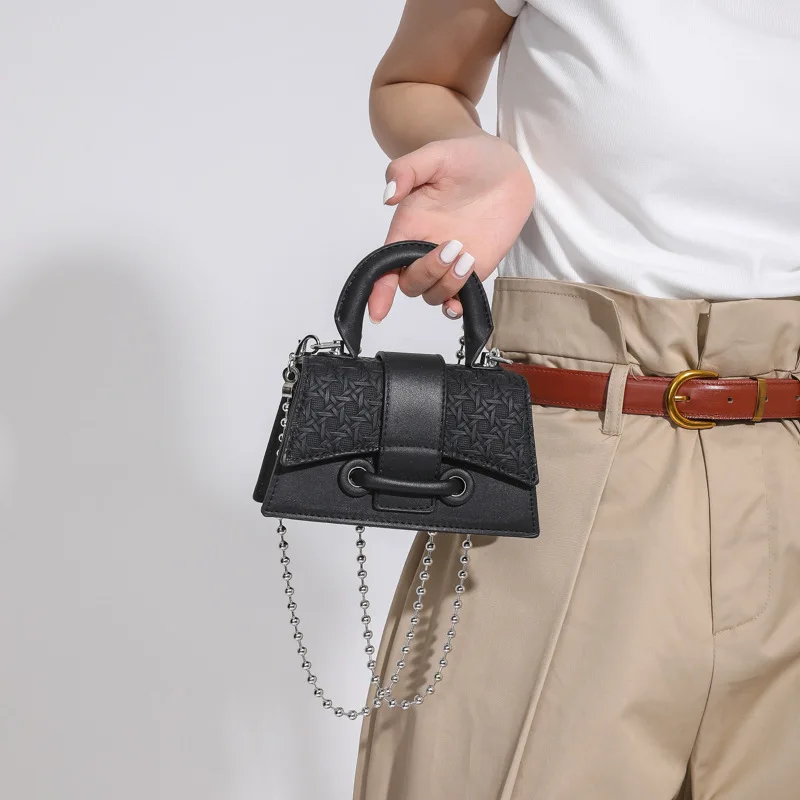 Embossed Mini Tote Bags for Women 2023 New Serpentine Vintage Handbag Leather Chain Cute Purses Small Square Shoulder Bag Ladies