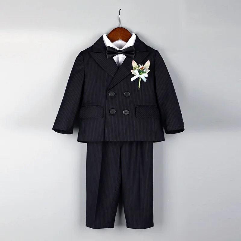 

6 Pcs Children's Photography Small Suit Jacket Vest Trousers Bow Tie Brooch Baby Dress Wedding Flower Photography Clothing Suit