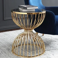 natural marble coffee table creative hourglass shaped gold stainless steel living room bedroom side table muebles end tables