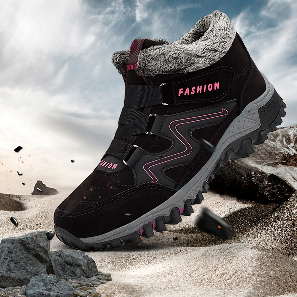 

Зимняя походная обувь с плюшевой подкладкой для женщин и мужчин, повседневная обувь, износостойкая Нескользящая Удобная Уличная обувь для ...