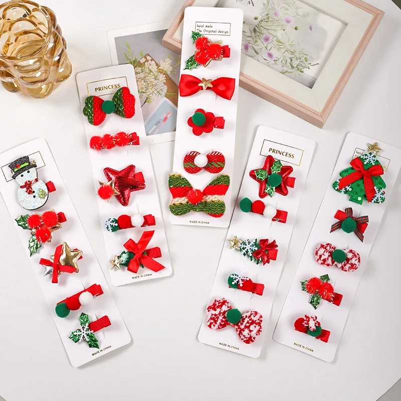 5 шт. милый олень старик рождественская елка мультяшные открытки для волос