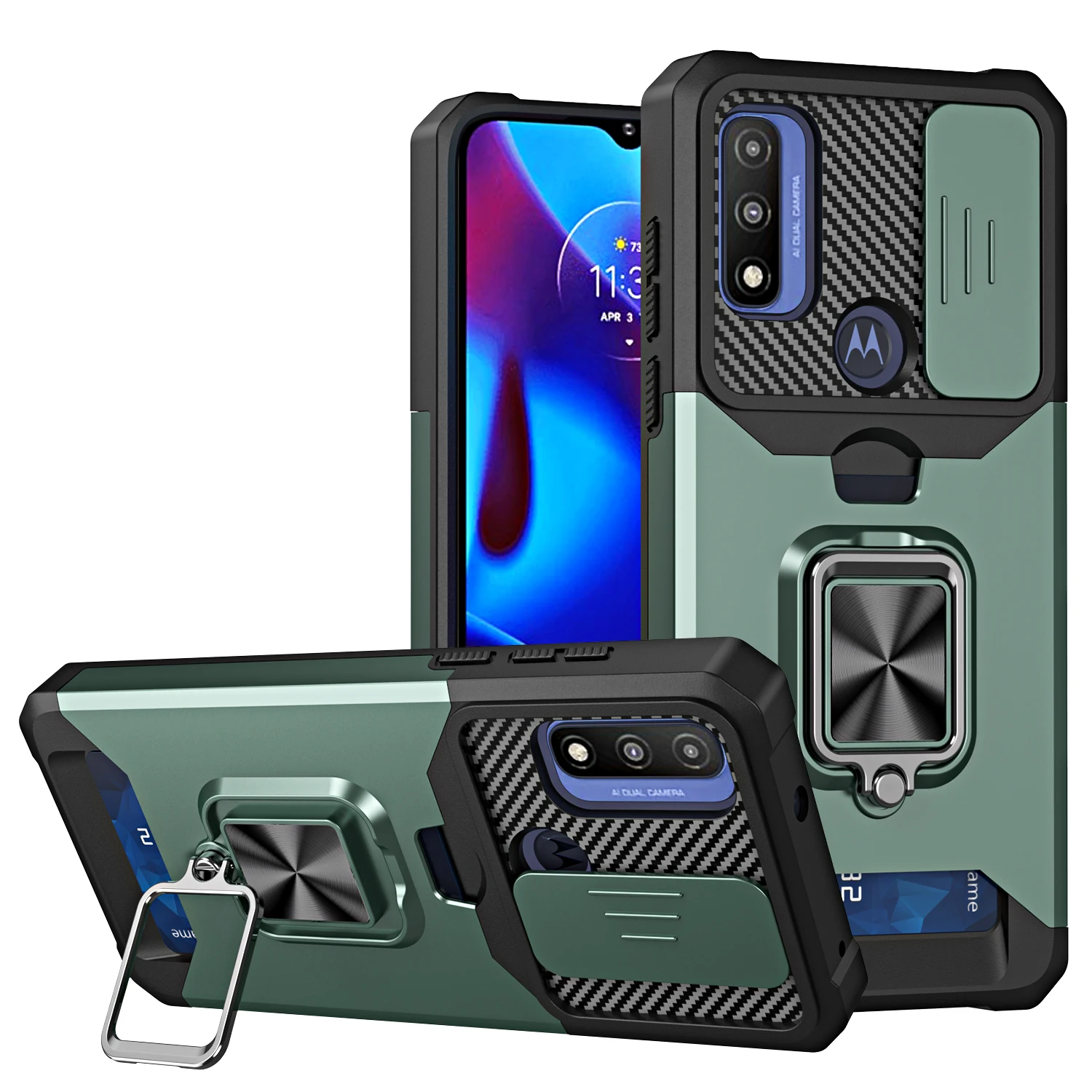 Чехол со слотом для камеры Motorola Moto G Pure Pocket автомобильный магнитный кольцевой