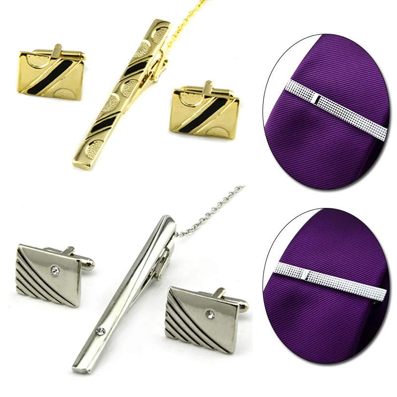

Металлические зажимы для галстука, набор мужских запонок, зажим для рубашки, галстука, зажим для свадебного галстука, Золотая булавка для делового джентльмена, подарок, ювелирные аксессуары