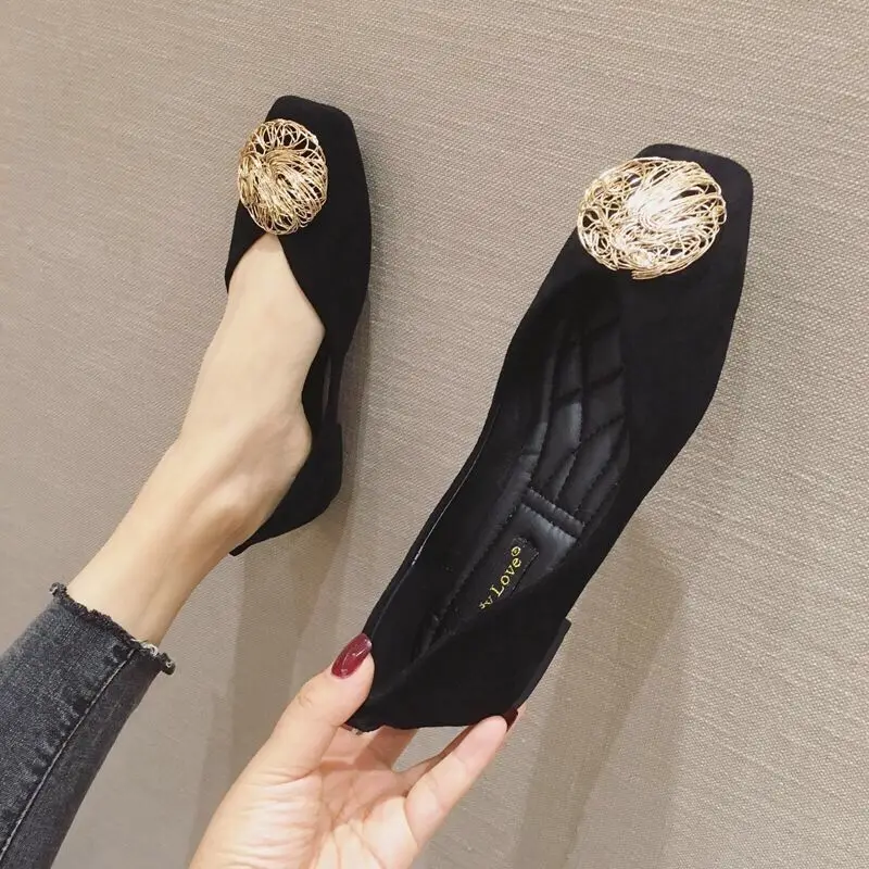 

Korean Flat Shoes Women's Spring 2023 New Shallow-mouth Square-toe Shoes Plus Size Comfortable Fashion Boat Shoes Work Shoes