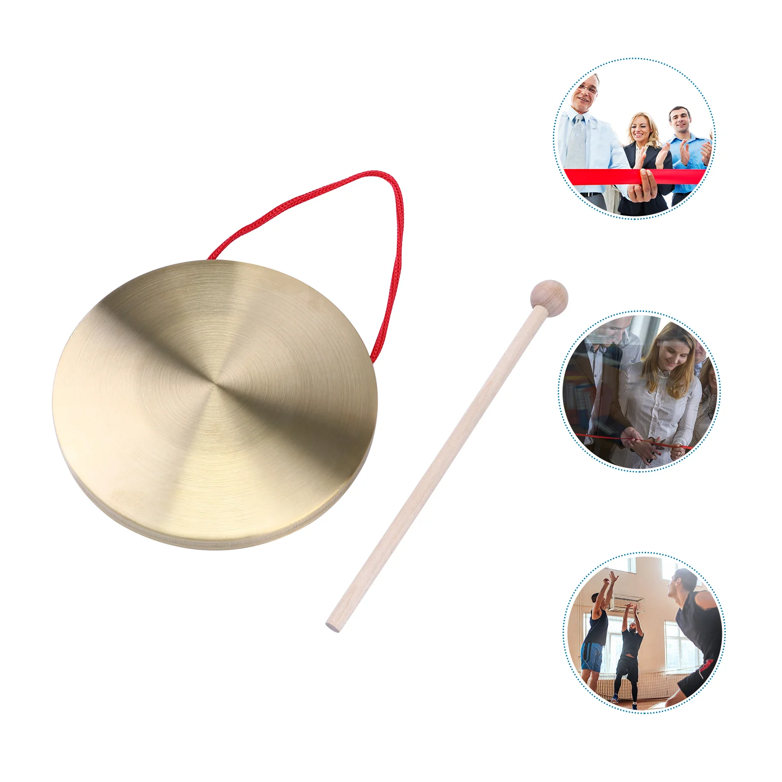

Gong Instrument Copper Percussion Chinese Zen Hammer Hand Musical Table Instruments Opera Round Traditional Golden The Props