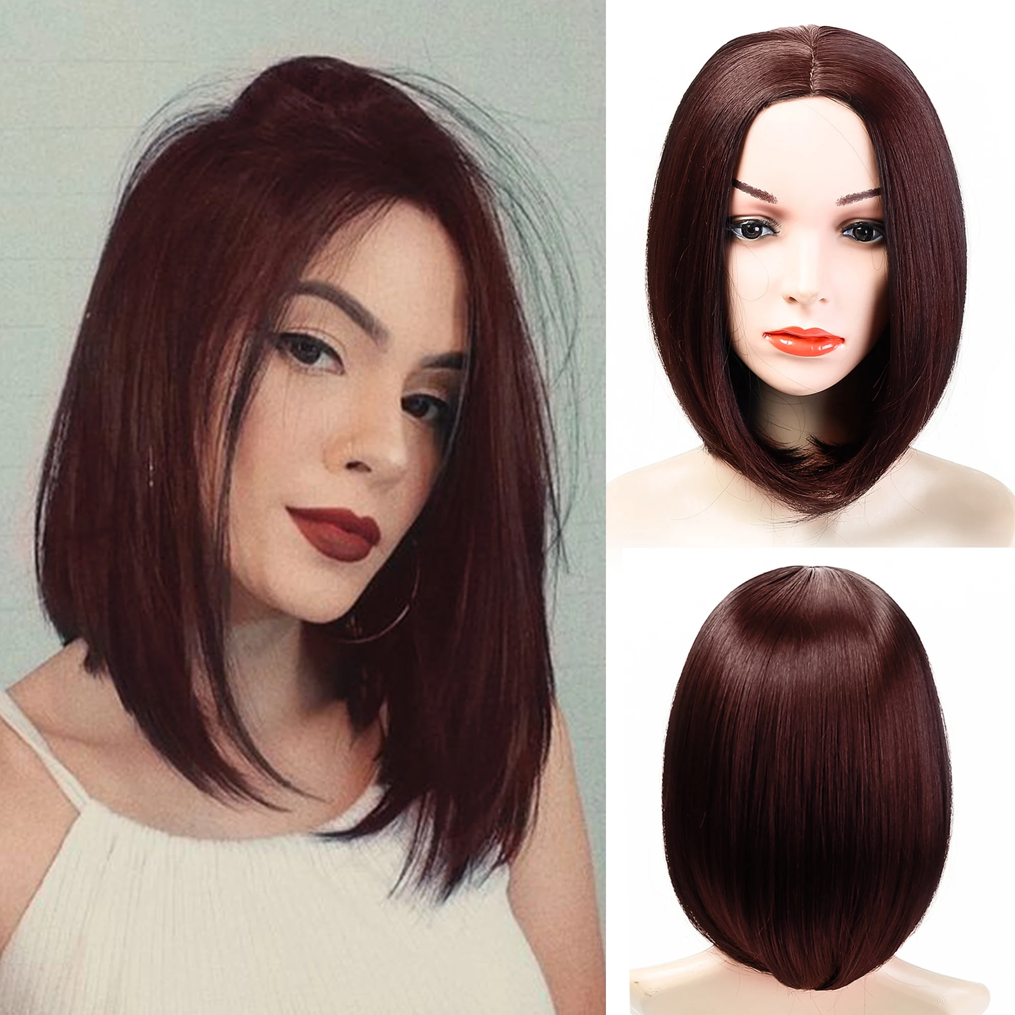 

LVHAN Synthetic Wig Short Bob Wig With Bangs Black Women's Ombre Red Blonde Pink Lolita Cosplay Party Perruque Bob