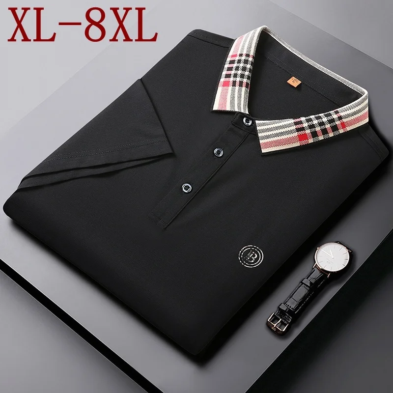 

7XL 8XL 6XL New Summer Luxury England Style Loose Polo Shirt Men Top Quality Short Sleeve Mens Polos Shirts camisa masculina