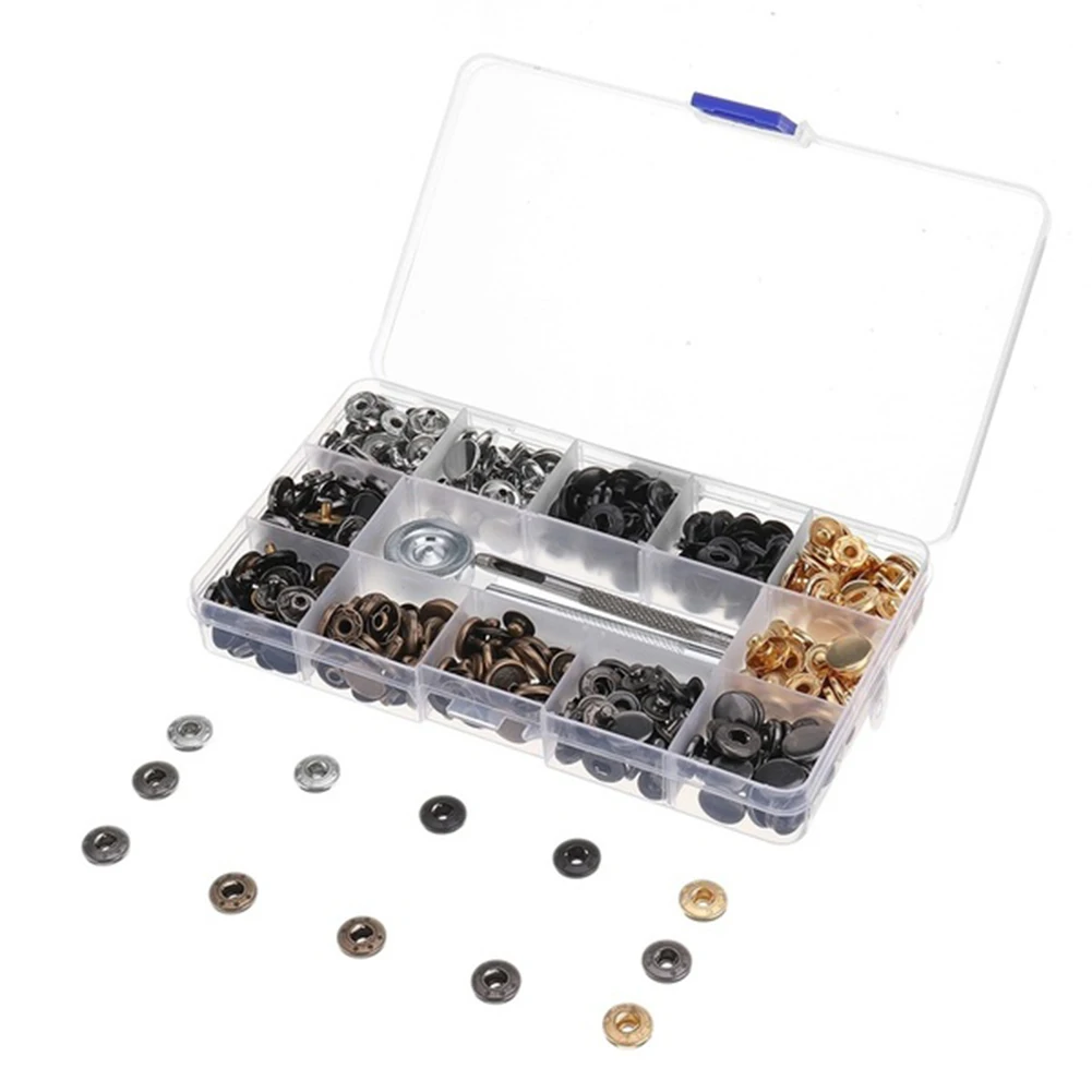 

Leather Snap Fasteners Kit,12.5mm Metal Button Snaps Press Studs160/240/480pcs 6 Color Leather Snaps for Clothes,Jackets