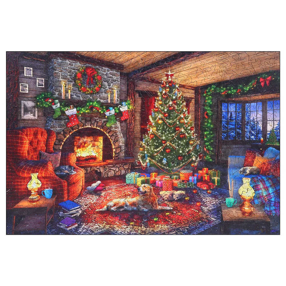 

Christmas Decoration Irregular Wooden Jigsaw Puzzle Desktop Educational Toys Jigsaw Party Home Decoration Toys for Children