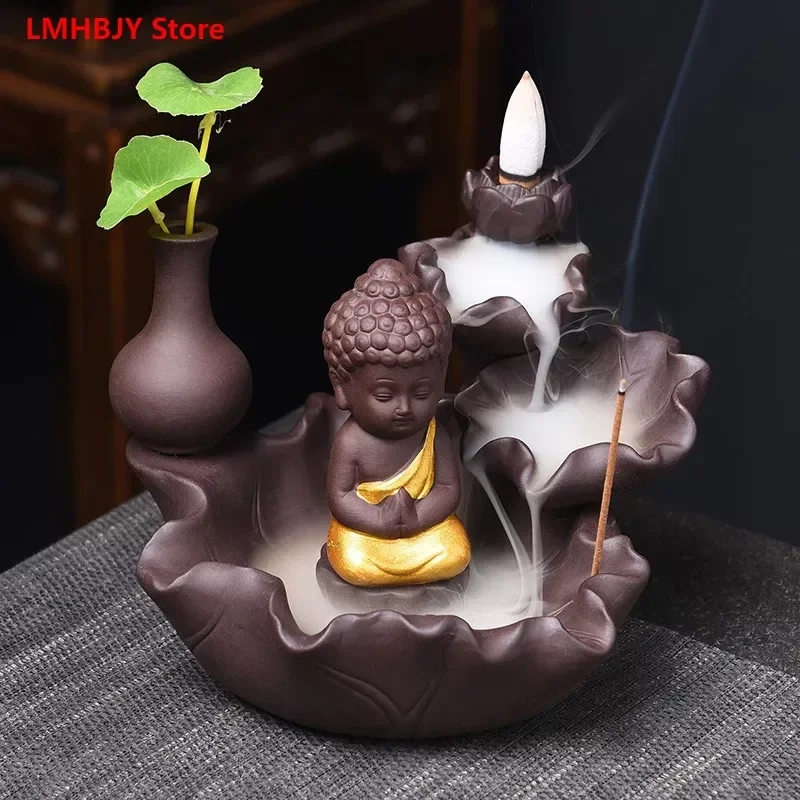 

LMHBJY Big Lotus Leaf Such As Buddha Reflux Incense Burner Creative Home Furnishings Reflux Aromatherapy Burner