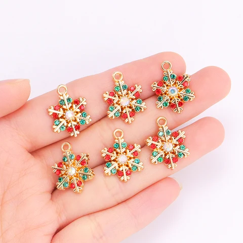 Снежинки, снеговики, Санта Клаус шармы для бижутерии RUWENSHU, набор из 10 штук