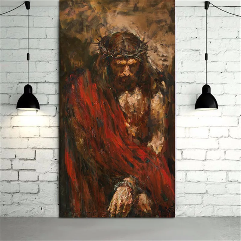 

Jesus Christ Portrait Canvas Painting Nordic Vintage Modular Pictures Religion Wall Art Poster Home Decor Living Room Cuadros