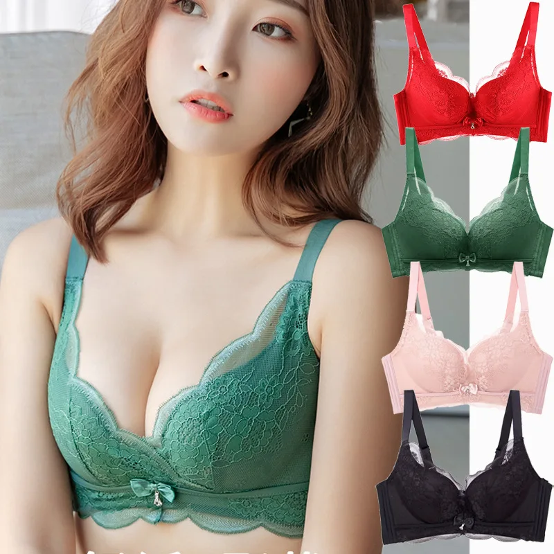 

Sexy Lace Bra Women Small Breasts Gather Underwear Without Steel Ring Adjustment Type Close Breasts Large Size Thin Bra
